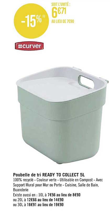 Poubelle De Tri Ready To Collect 5l Curver