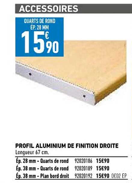 profil aluminium de finition droite