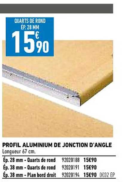 profil aluminium de jonction d'angle