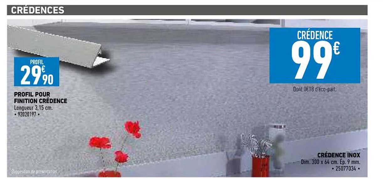 profil pour finition crédence, crédence inox