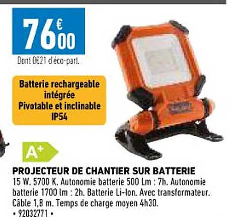 Projecteur De Chantier Sur Batterie