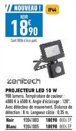 projecteur led 10w zenitech