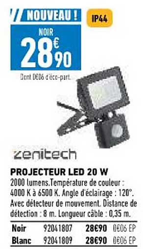 projecteur led 20w zenitech