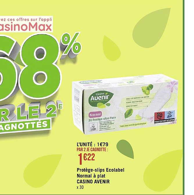 protège-slips ecolabel normal à plat casino avenir