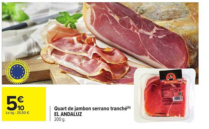 quart de jambon serrano tranché el andaluz