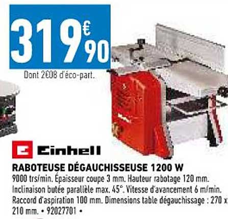 raboteuse dégauchisseuse 1200w einhell
