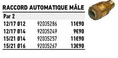 Raccord Automatique Mâle