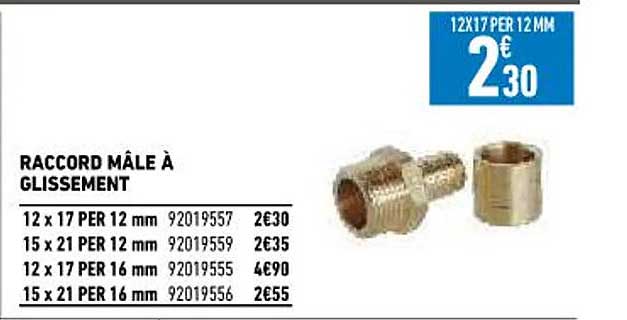 raccord mâle à glissement