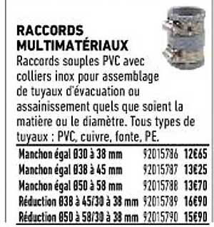 raccords multimatériaux