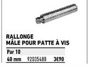 rallonge mâle pour patte à vis