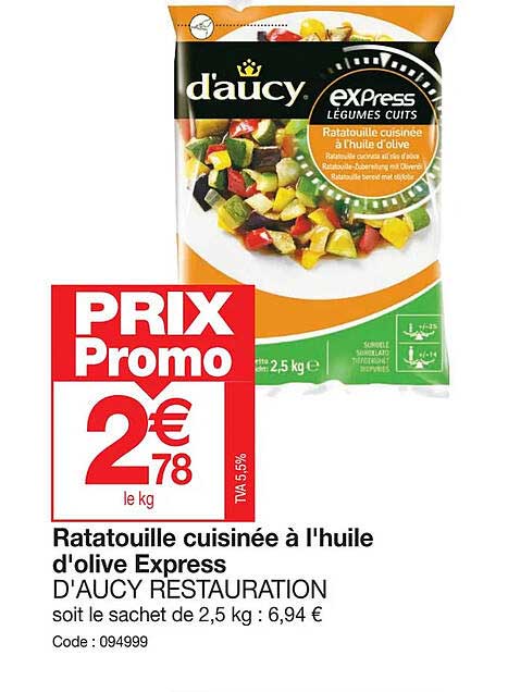 Ratatouille Cuisinée à L'huile D'olive Express D'aucy Restauration