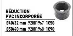 réduction pvc incorporée
