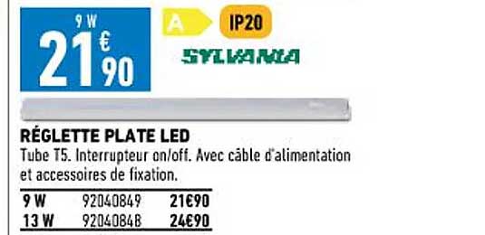 réglette plate led sylvania