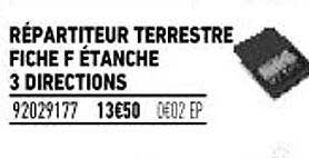 répartiteur terrestre fiche f étanche 3 directions