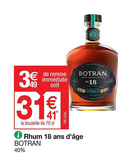 rhum 18 ans d'âge botran