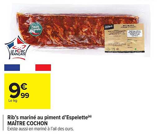 rib's mariné au piment d'espelette maître cochon