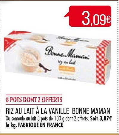 riz au lait à la vanille bonne maman