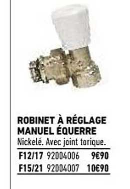 robinet à réglage manuel équerre