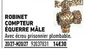 robinet compteur équerre mâle