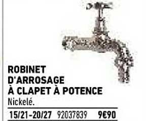 robinet d'arrosage à clapet à potence