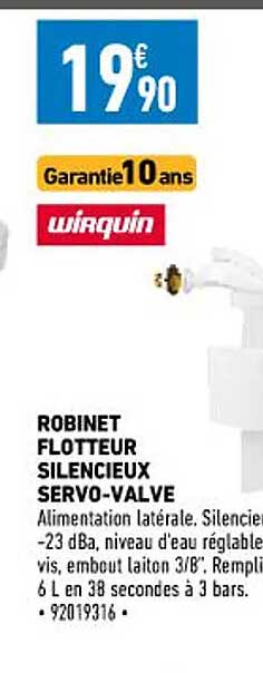 robinet flotteur silencieux servo-valve