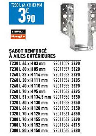 sabot renforcé à ailes extérieures