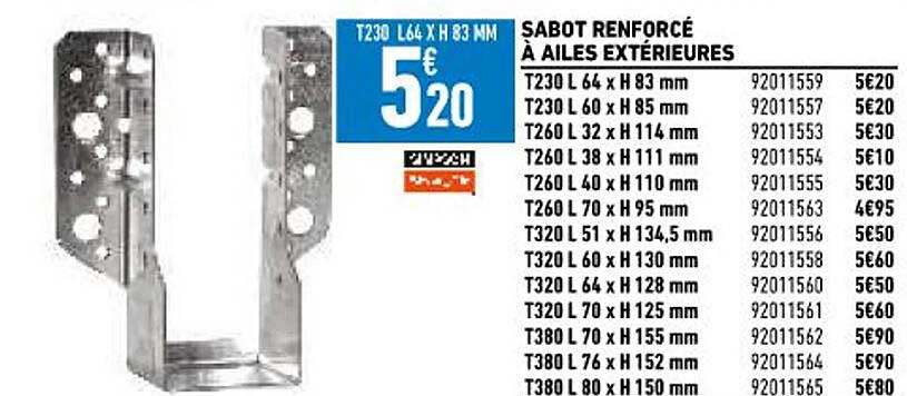 sabot renforcé à ailes extérieures