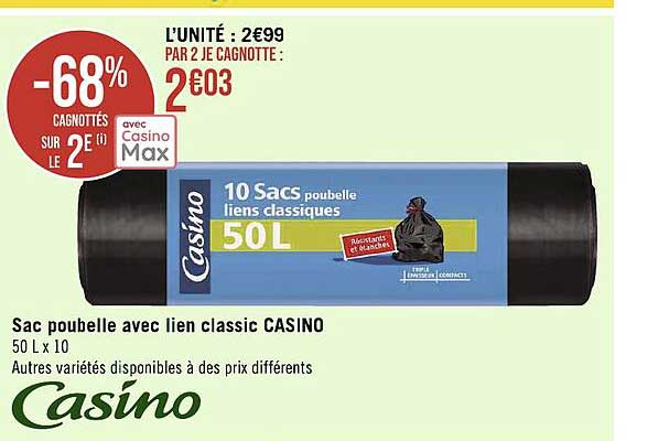 sac poubelle avec lien classic casino