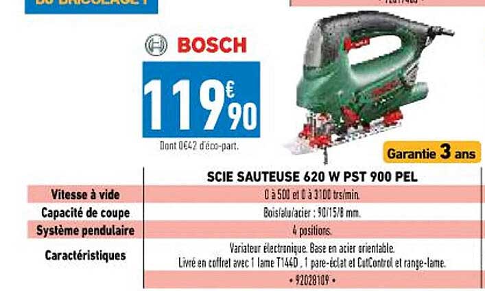 scie sauteuse 620w pst 900 pel bosch