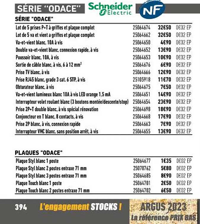 série "odace" schneider electric, plaques "odace" schneider electric