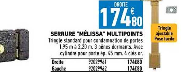 serrure "mélissa" multipoints