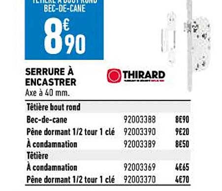 serrure à encastrer thirard