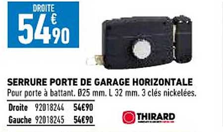 serrure porte de garage horizontale thirard