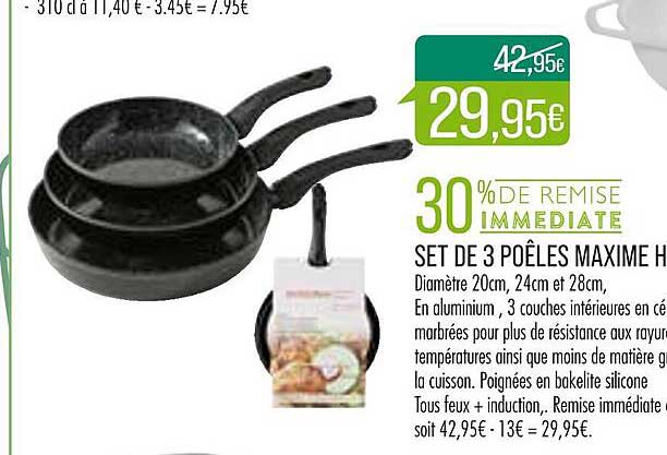 set de 3 poêles maxime