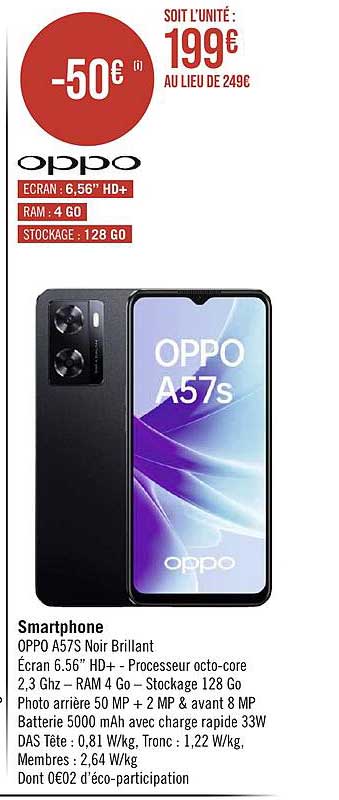 smartphone oppo a57s noir brillant
