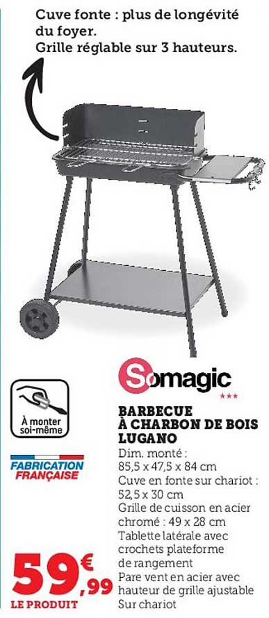 somagic barbecue à charbon de bois lugano