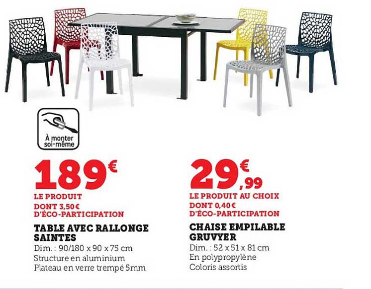 table avec rallonge saintes chaise empilable gruvyer