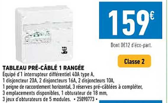 tableau pré-câblé 1 rangée