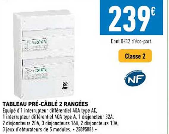 tableau précâblé 2 rangées