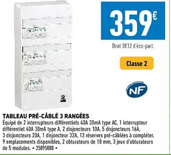 tableau précâblé 3 rangées