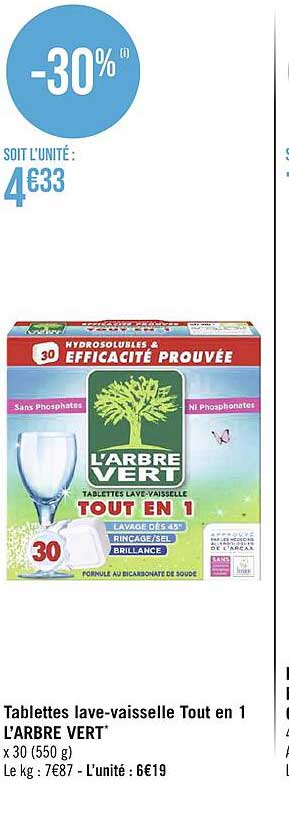 tablettes lave-vaisselle tout en 1 l'arbre vert