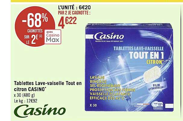 tablettes lave-vaisselle tout en citron casino