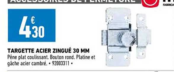 targette acier zingué 30 mm