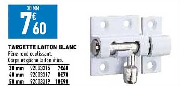 targette laiton blanc