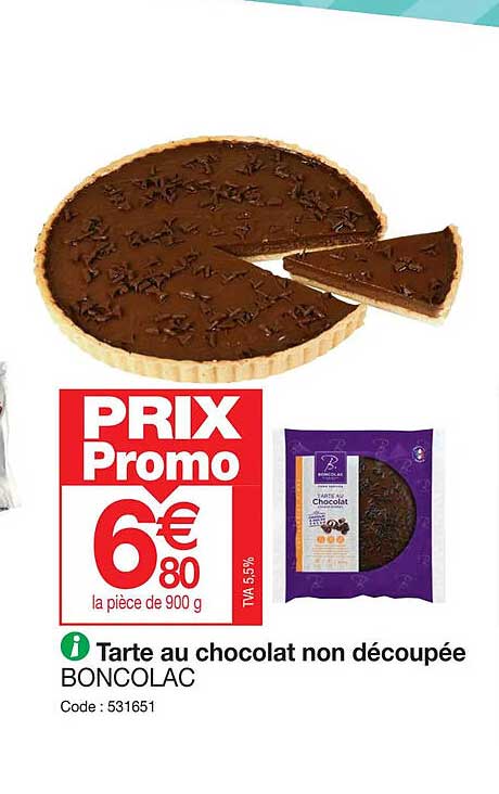 tarte au chocolat non découpé boncolac