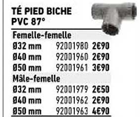 té pied biche pvc 87°