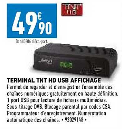 terminal tnt hd usb affichage