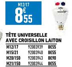 tête universelle avec croisillon laiton