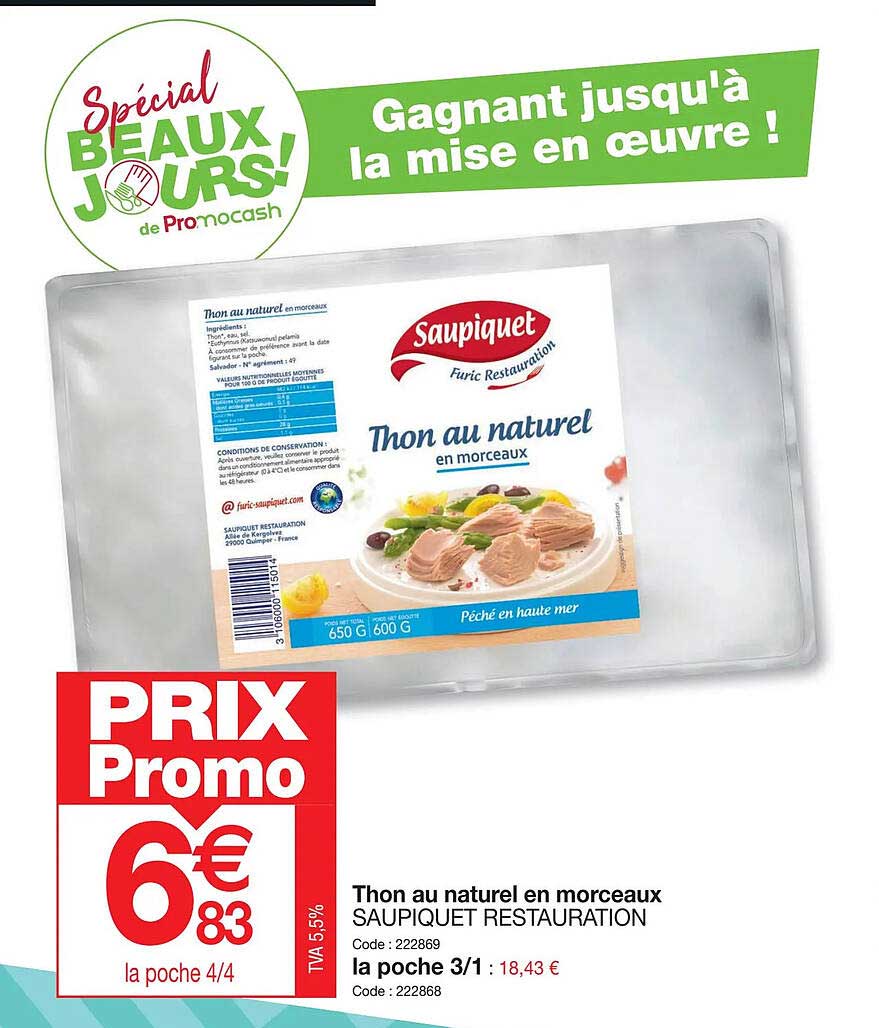 Thon Au Naturel En Morceaux Saupiquet Restauration