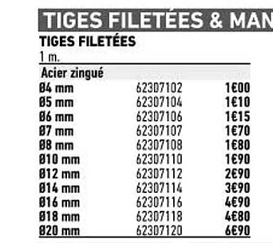 tige filetées